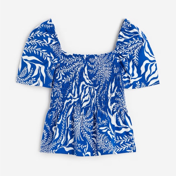 H&M Tops - H&M bright blue patterned smocked top
